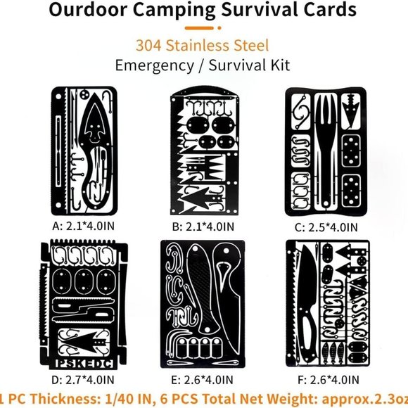 Multitool Card Emergency Camping Tool EDC Kit in  Wallet Outdoor Hunting (Silver - Picture 5 of 12